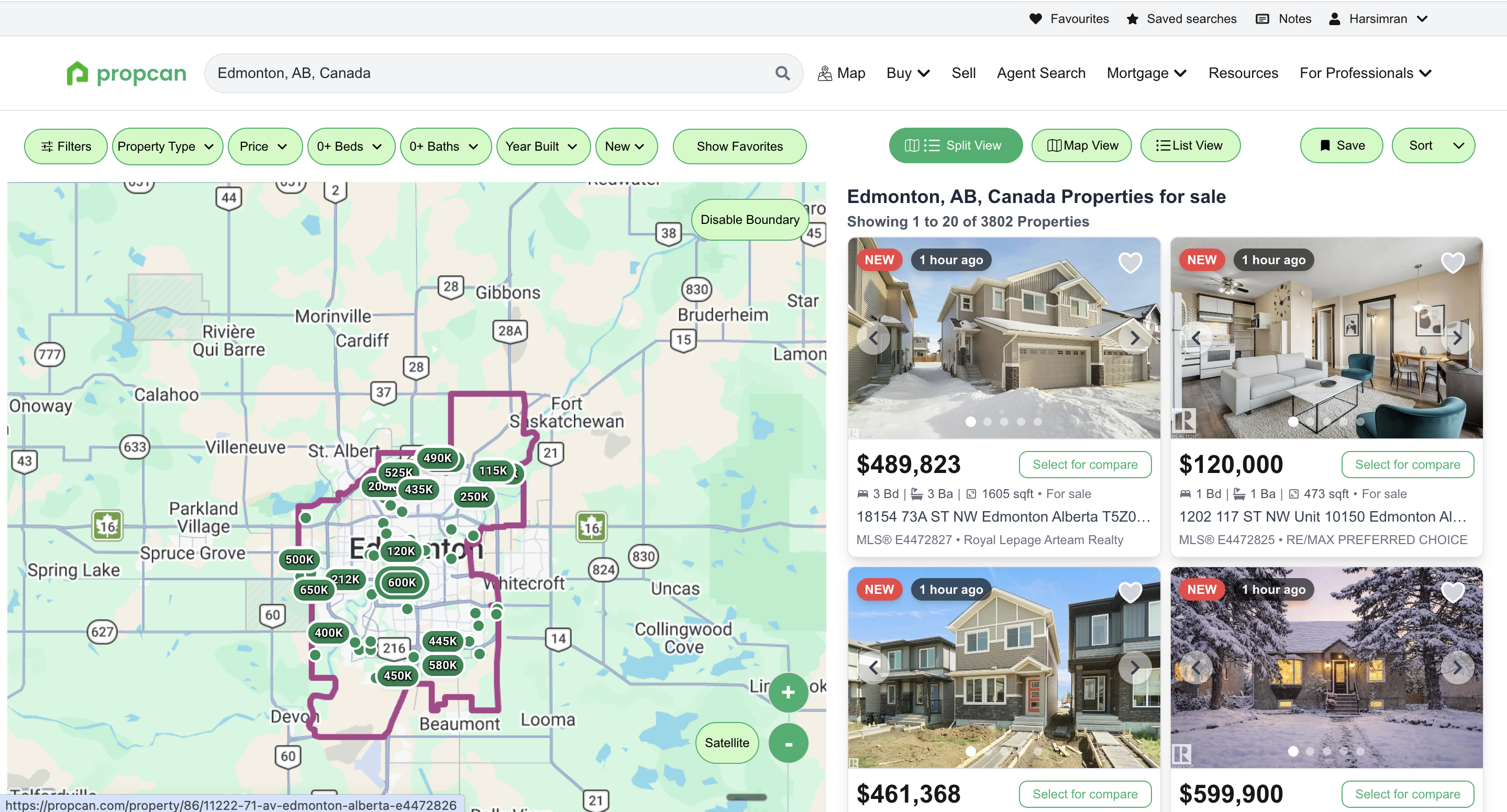 Real estate management platform showing property listings and analytics